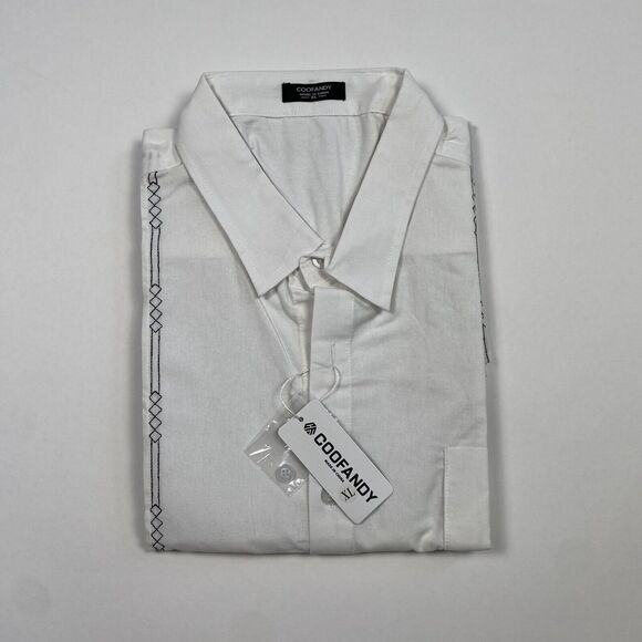 Coofandy Short Sleeve Button Down Shirt White Mens Size XL Brand New w/ Tags - Picture 9 of 9